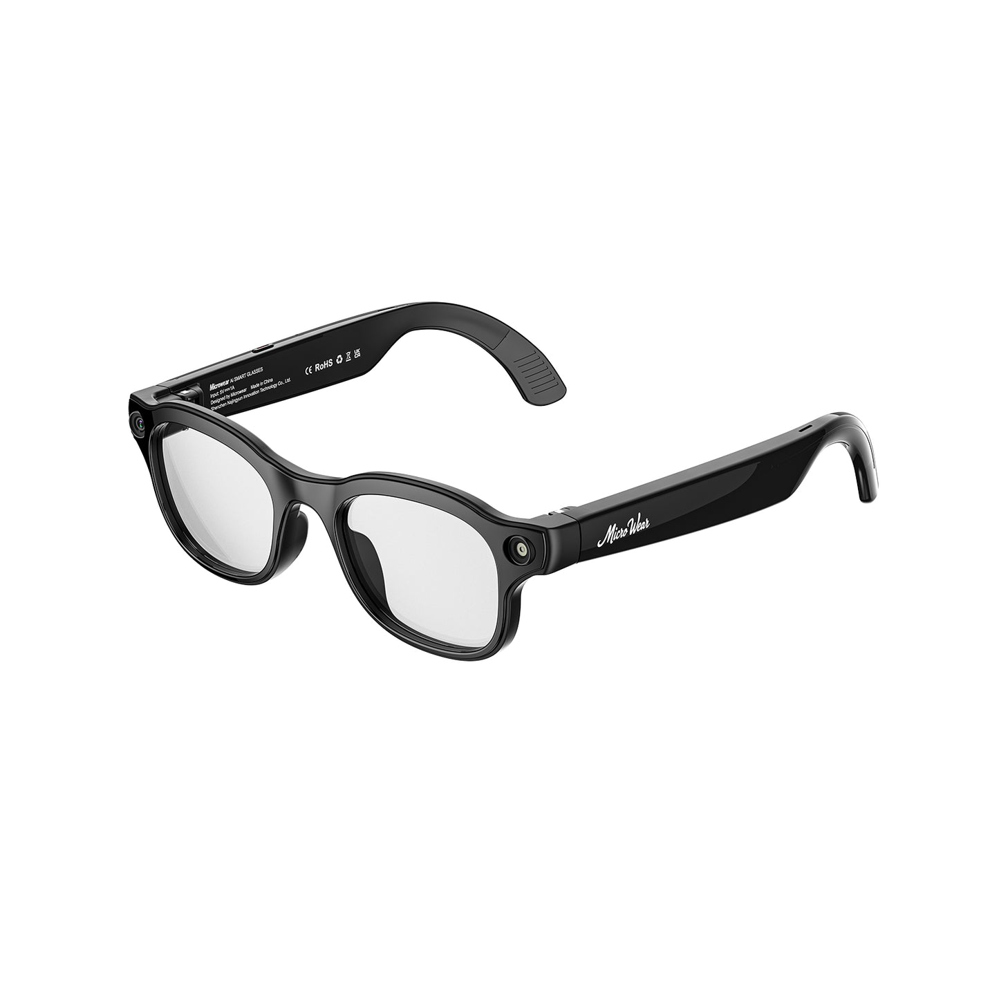 【AuBee Microwear W AI 3 Pro スマートグラス】 マグネット式ワイヤレス充電対応 メラ付き AIグラス 800万画素 1200p動画撮影 ChatGPT連携 超軽量44g Bluetooth 5.4 ハンズフリー通話 マットブラック